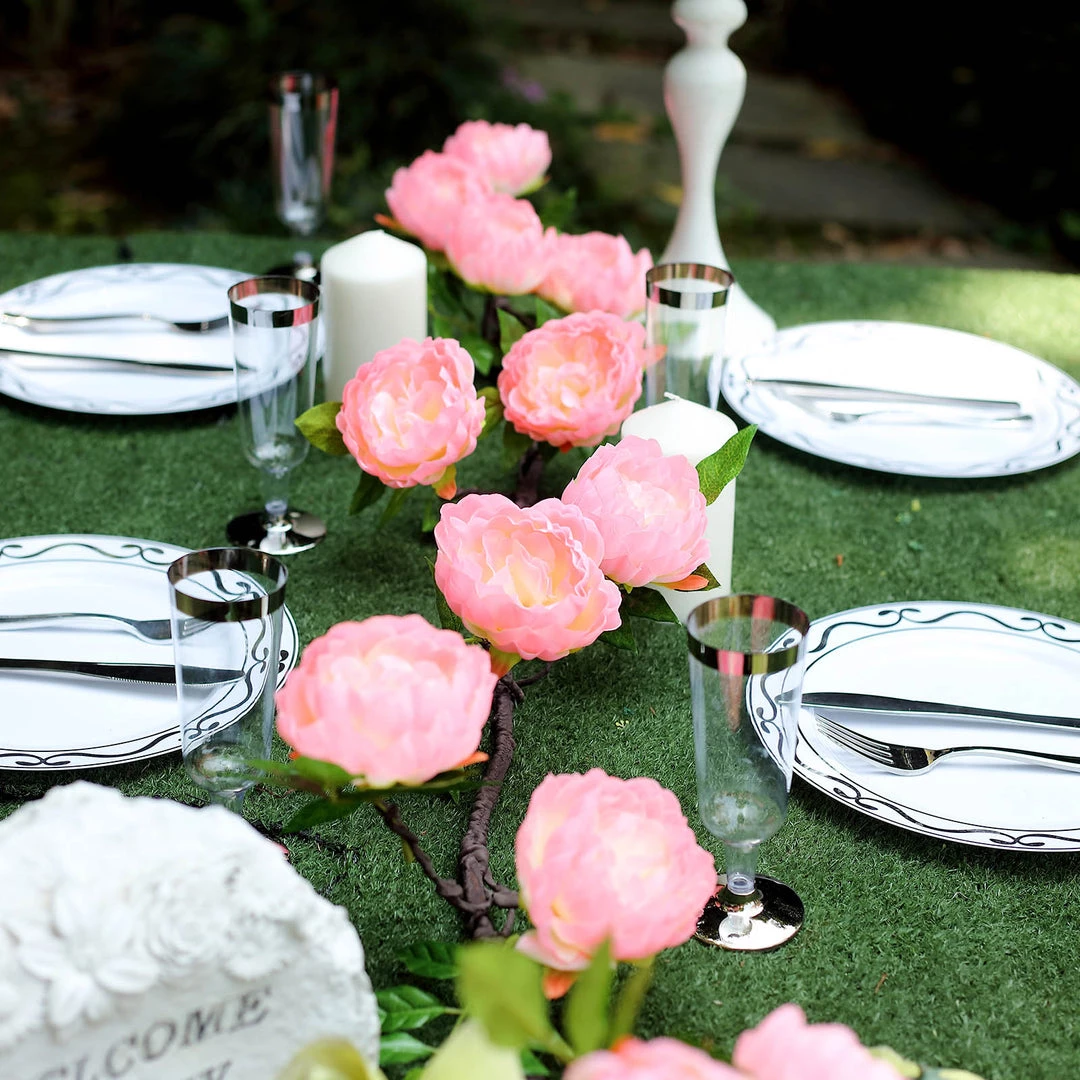 HIER_1210 Artificial Flower & Plants 6ft | Pink Artificial Silk Peony Hanging Flower Garland, Faux Vine 16 HIER_1210 Artificial Flower & Plants 6ft | Pink Artificial Silk Peony Hanging Flower Garland, Faux Vine