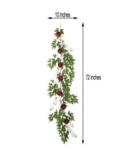 HIER_1210 6ft | Burgundy Artificial Peony/Foliage Hanging Flower Garland Vine Garlands | Vines