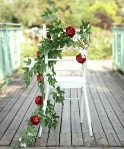 HIER_1210 6ft | Burgundy Artificial Peony/Foliage Hanging Flower Garland Vine Garlands | Vines