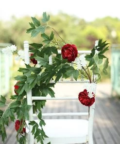 HIER_1210 6ft | Burgundy Artificial Peony/Foliage Hanging Flower Garland Vine Garlands | Vines