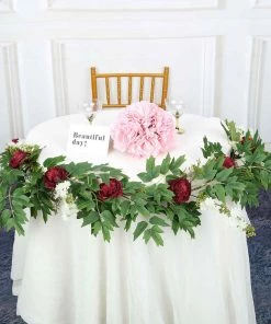 HIER_1210 6ft | Burgundy Artificial Peony/Foliage Hanging Flower Garland Vine Garlands | Vines