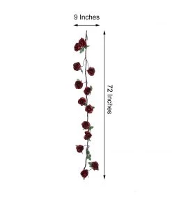HIER_1210 Artificial Flower & Plants 6ft | Burgundy Artificial Silk Rose Hanging Flower Garland, Faux Vine 24 HIER_1210 Artificial Flower & Plants 6ft | Burgundy Artificial Silk Rose Hanging Flower Garland, Faux Vine