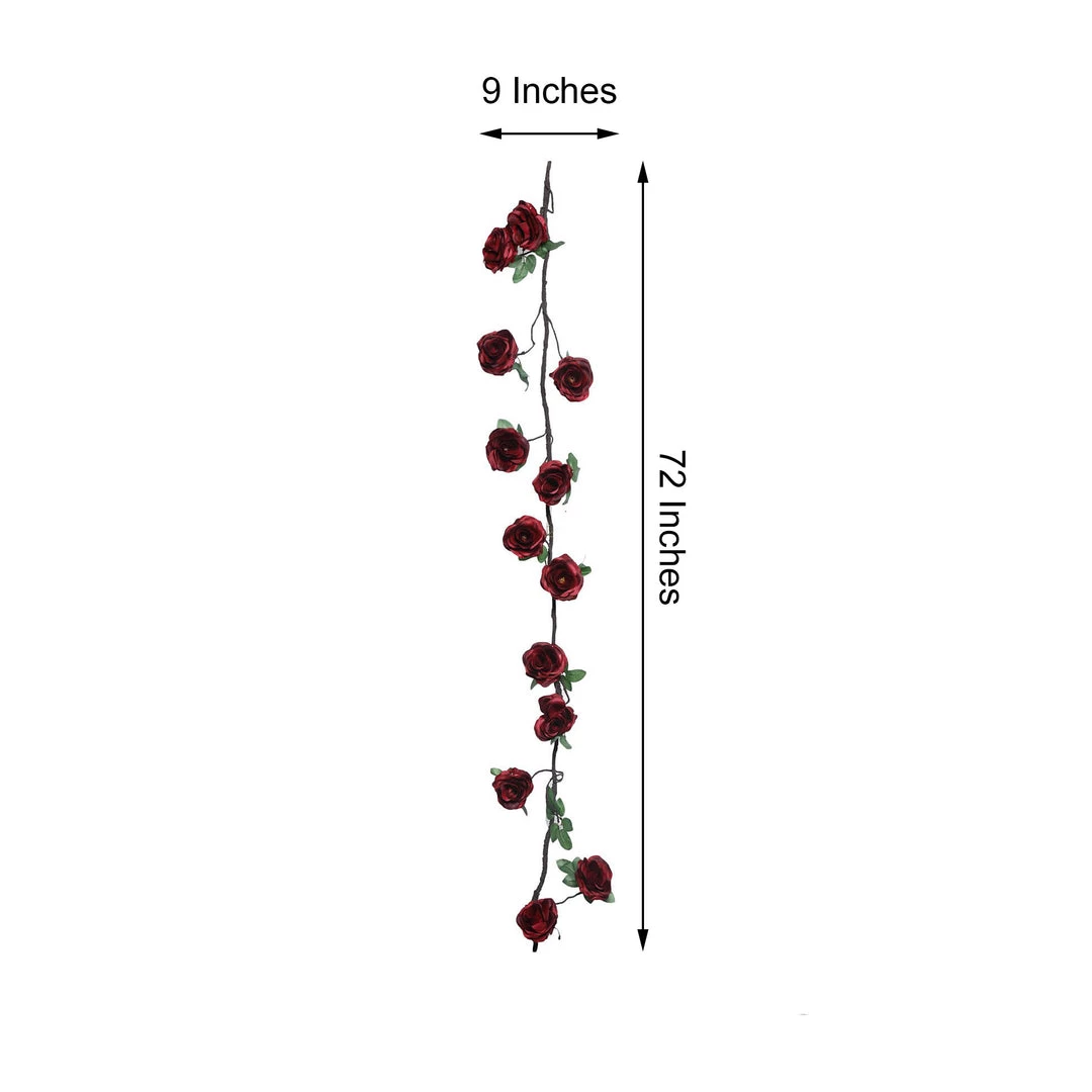 HIER_1210 Artificial Flower & Plants 6ft | Burgundy Artificial Silk Rose Hanging Flower Garland, Faux Vine 3 HIER_1210 Artificial Flower & Plants 6ft | Burgundy Artificial Silk Rose Hanging Flower Garland, Faux Vine
