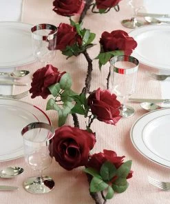 HIER_1210 Artificial Flower & Plants 6ft | Burgundy Artificial Silk Rose Hanging Flower Garland, Faux Vine 27 HIER_1210 Artificial Flower & Plants 6ft | Burgundy Artificial Silk Rose Hanging Flower Garland, Faux Vine