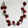 HIER_1210 Artificial Flower & Plants 6ft | Burgundy Artificial Silk Rose Hanging Flower Garland, Faux Vine