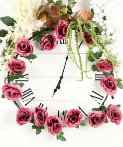 HIER_1210 6ft | Dusty Rose Artificial Silk Rose Hanging Flower Garland Faux Vine