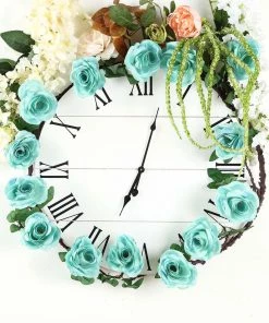 HIER_1210 6ft | Aqua/Turquoise Artificial Silk Rose Hanging Flower Garland Vine Garlands | Vines