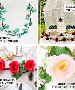 HIER_1210 Artificial Flower & Plants 6ft | Pink Artificial Silk Rose Hanging Flower Garland, Faux Vine 23 HIER_1210 Artificial Flower & Plants 6ft | Pink Artificial Silk Rose Hanging Flower Garland, Faux Vine