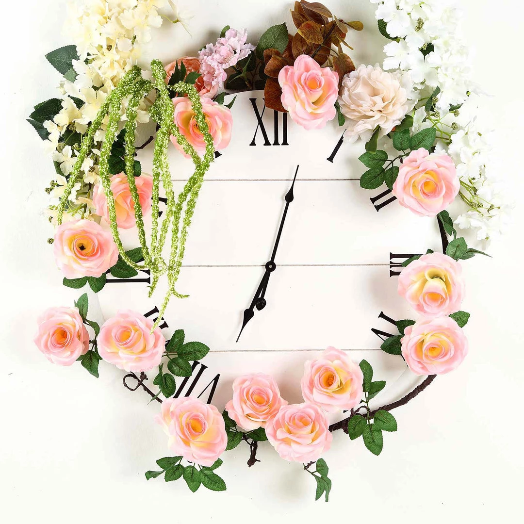 HIER_1210 Artificial Flower & Plants 6ft | Pink Artificial Silk Rose Hanging Flower Garland, Faux Vine 2 HIER_1210 Artificial Flower & Plants 6ft | Pink Artificial Silk Rose Hanging Flower Garland, Faux Vine