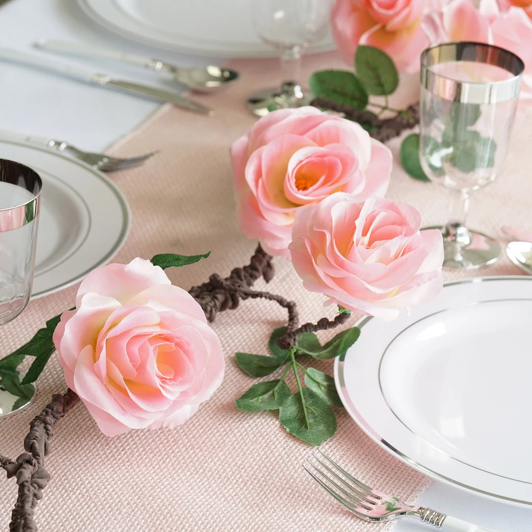 HIER_1210 Artificial Flower & Plants 6ft | Pink Artificial Silk Rose Hanging Flower Garland, Faux Vine 7 HIER_1210 Artificial Flower & Plants 6ft | Pink Artificial Silk Rose Hanging Flower Garland, Faux Vine