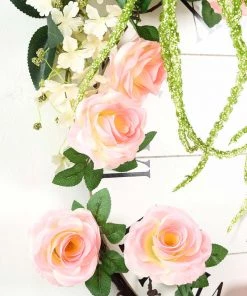 HIER_1210 Artificial Flower & Plants 6ft | Pink Artificial Silk Rose Hanging Flower Garland, Faux Vine 28 HIER_1210 Artificial Flower & Plants 6ft | Pink Artificial Silk Rose Hanging Flower Garland, Faux Vine
