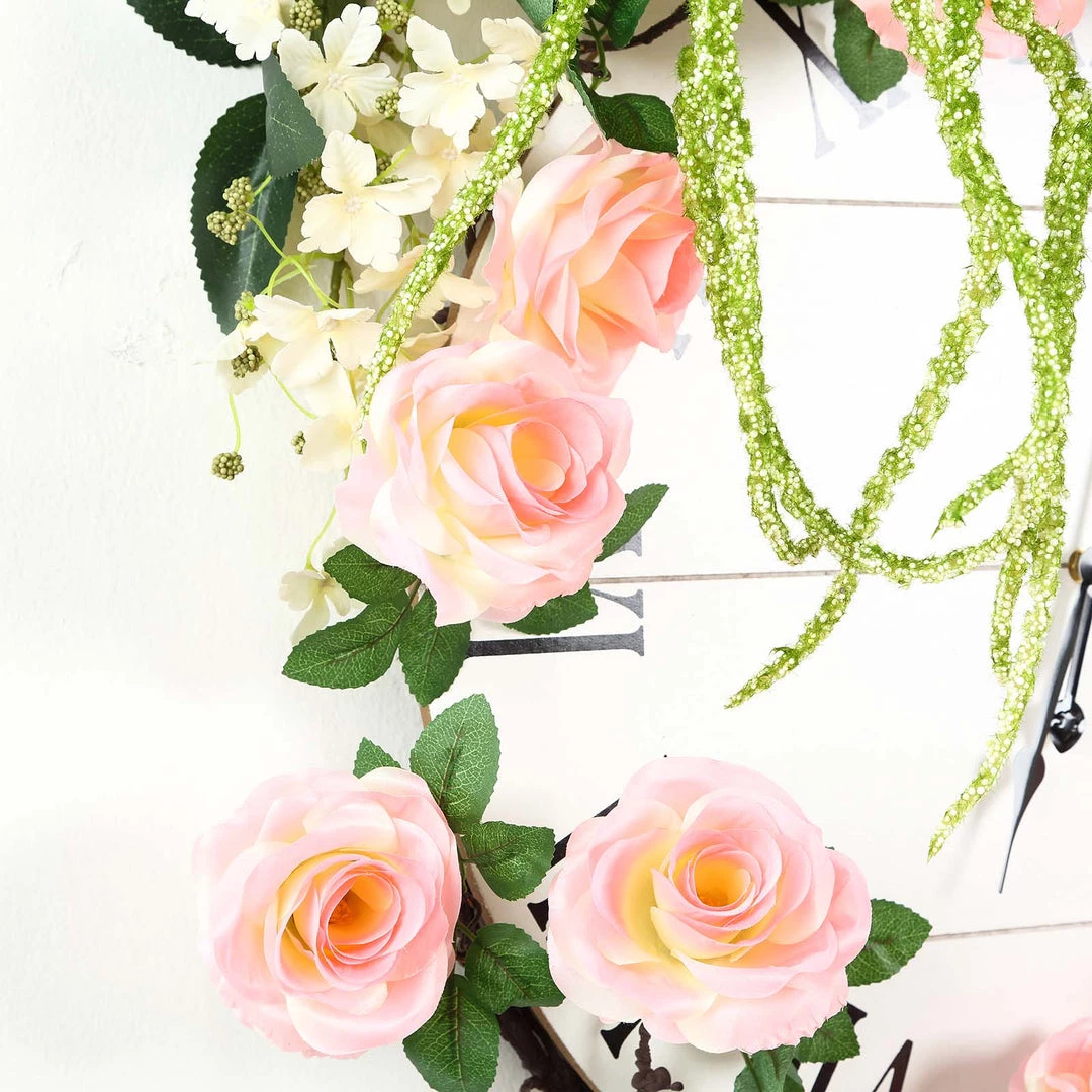 HIER_1210 Artificial Flower & Plants 6ft | Pink Artificial Silk Rose Hanging Flower Garland, Faux Vine 9 HIER_1210 Artificial Flower & Plants 6ft | Pink Artificial Silk Rose Hanging Flower Garland, Faux Vine