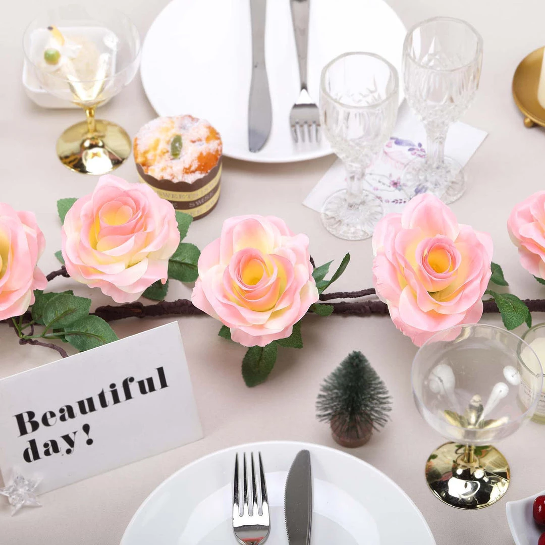 HIER_1210 Artificial Flower & Plants 6ft | Pink Artificial Silk Rose Hanging Flower Garland, Faux Vine 11 HIER_1210 Artificial Flower & Plants 6ft | Pink Artificial Silk Rose Hanging Flower Garland, Faux Vine