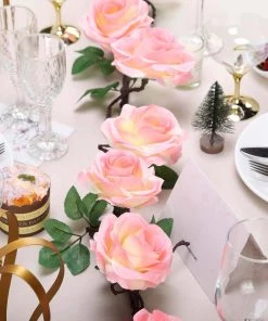 HIER_1210 Artificial Flower & Plants 6ft | Pink Artificial Silk Rose Hanging Flower Garland, Faux Vine 32 HIER_1210 Artificial Flower & Plants 6ft | Pink Artificial Silk Rose Hanging Flower Garland, Faux Vine