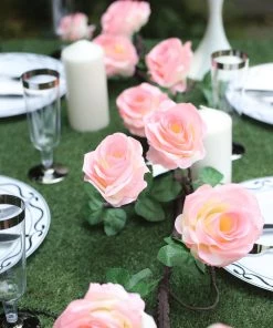 HIER_1210 Artificial Flower & Plants 6ft | Pink Artificial Silk Rose Hanging Flower Garland, Faux Vine 35 HIER_1210 Artificial Flower & Plants 6ft | Pink Artificial Silk Rose Hanging Flower Garland, Faux Vine