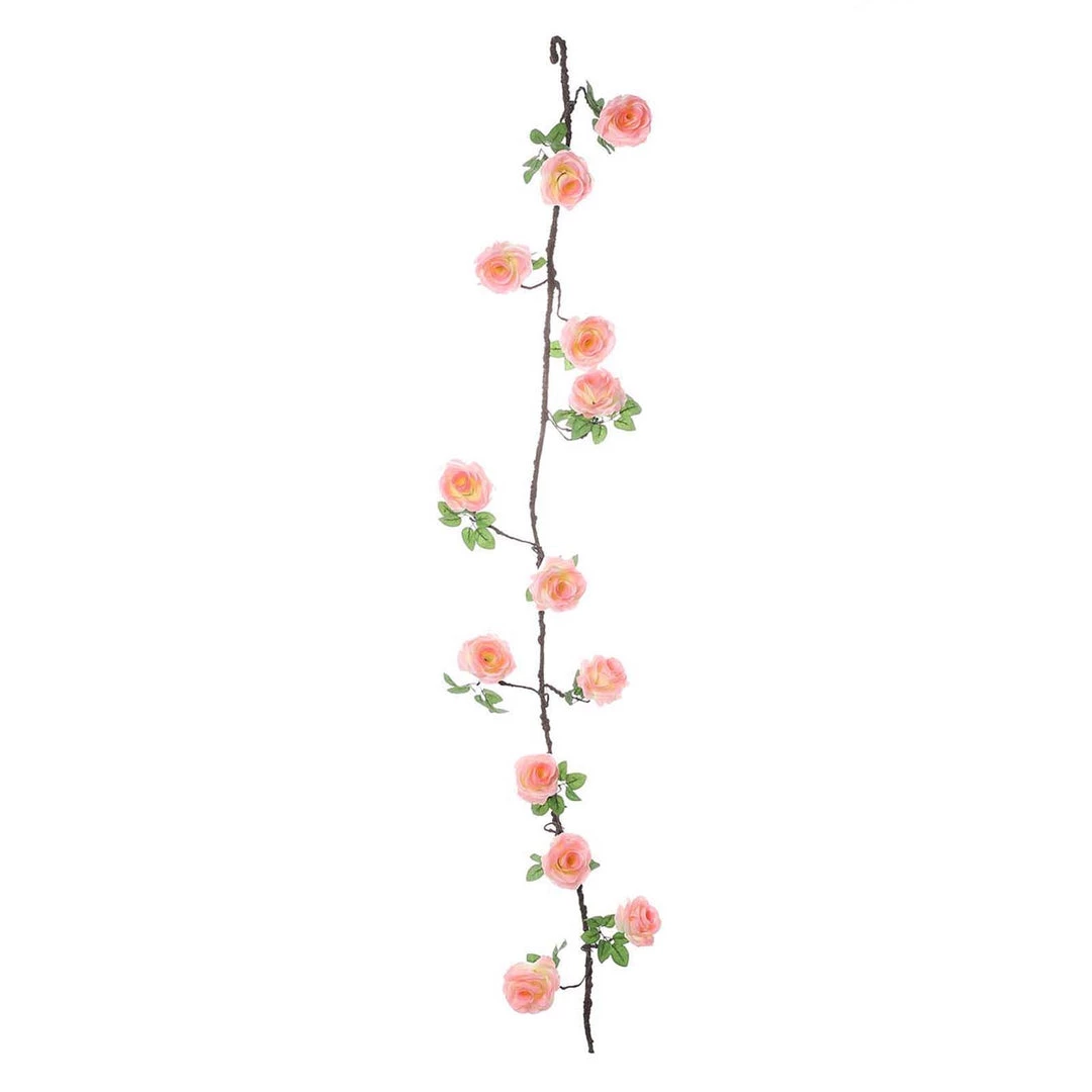 HIER_1210 Artificial Flower & Plants 6ft | Pink Artificial Silk Rose Hanging Flower Garland, Faux Vine 20 HIER_1210 Artificial Flower & Plants 6ft | Pink Artificial Silk Rose Hanging Flower Garland, Faux Vine