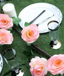 HIER_1210 Artificial Flower & Plants 6ft | Pink Artificial Silk Rose Hanging Flower Garland, Faux Vine 36 HIER_1210 Artificial Flower & Plants 6ft | Pink Artificial Silk Rose Hanging Flower Garland, Faux Vine