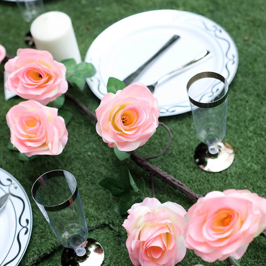 HIER_1210 Artificial Flower & Plants 6ft | Pink Artificial Silk Rose Hanging Flower Garland, Faux Vine 17 HIER_1210 Artificial Flower & Plants 6ft | Pink Artificial Silk Rose Hanging Flower Garland, Faux Vine