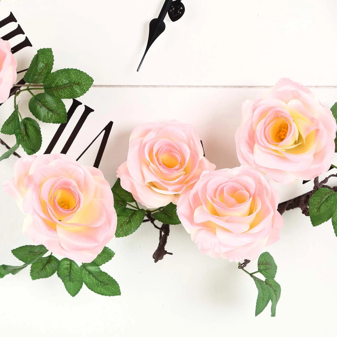 HIER_1210 Artificial Flower & Plants 6ft | Pink Artificial Silk Rose Hanging Flower Garland, Faux Vine 15 HIER_1210 Artificial Flower & Plants 6ft | Pink Artificial Silk Rose Hanging Flower Garland, Faux Vine