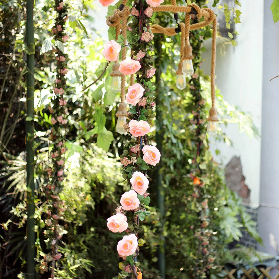 HIER_1210 Artificial Flower & Plants 6ft | Pink Artificial Silk Rose Hanging Flower Garland, Faux Vine 18 HIER_1210 Artificial Flower & Plants 6ft | Pink Artificial Silk Rose Hanging Flower Garland, Faux Vine
