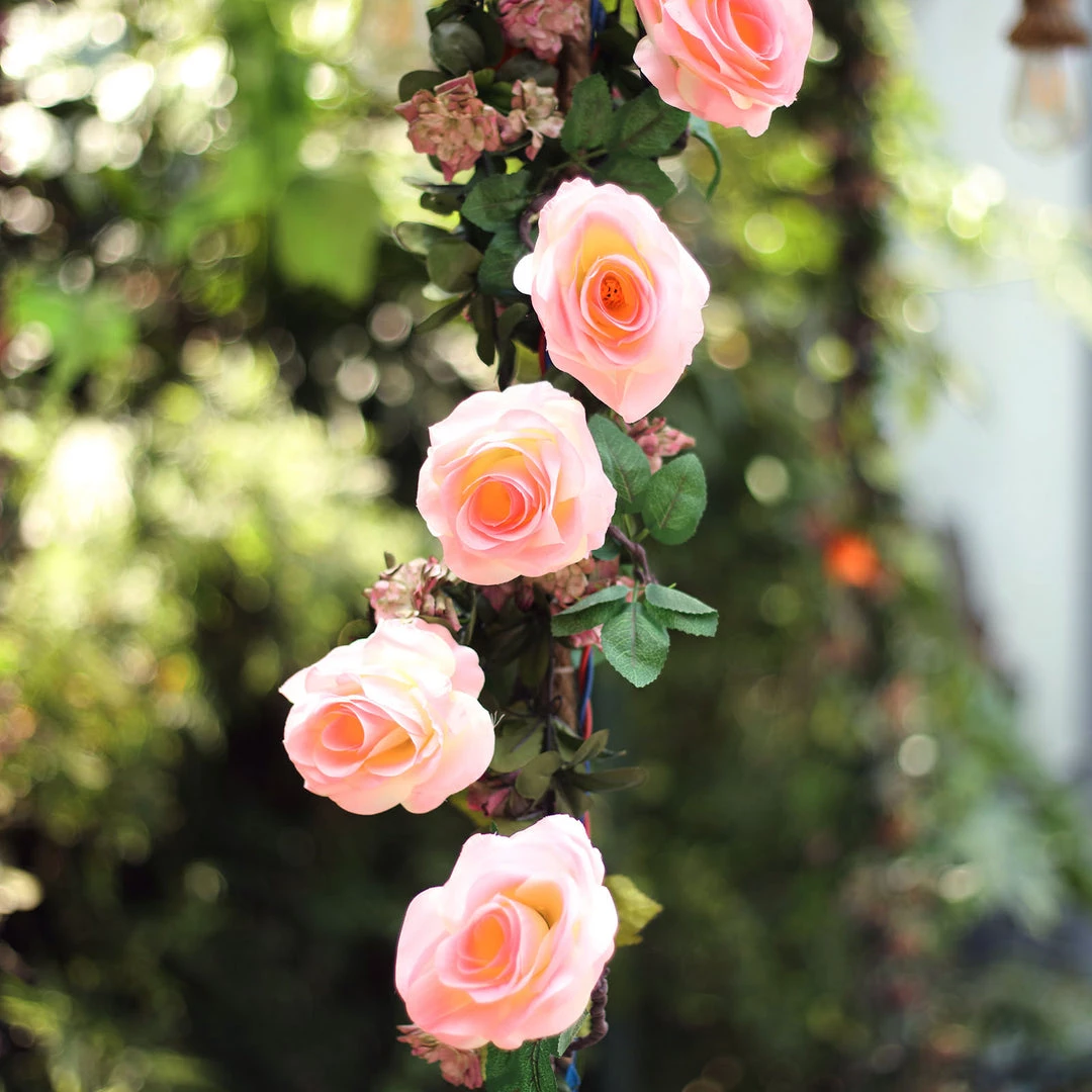 HIER_1210 Artificial Flower & Plants 6ft | Pink Artificial Silk Rose Hanging Flower Garland, Faux Vine 19 HIER_1210 Artificial Flower & Plants 6ft | Pink Artificial Silk Rose Hanging Flower Garland, Faux Vine