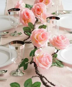 HIER_1210 Artificial Flower & Plants 6ft | Pink Artificial Silk Rose Hanging Flower Garland, Faux Vine 25 HIER_1210 Artificial Flower & Plants 6ft | Pink Artificial Silk Rose Hanging Flower Garland, Faux Vine