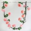 HIER_1210 Artificial Flower & Plants 6ft | Pink Artificial Silk Rose Hanging Flower Garland, Faux Vine