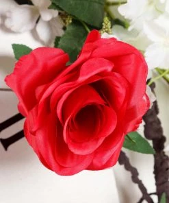 HIER_1210 6ft | Red Artificial Silk Rose Hanging Flower Garland, Faux Vine 28 HIER_1210 6ft | Red Artificial Silk Rose Hanging Flower Garland, Faux Vine