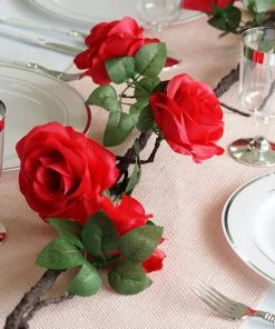 HIER_1210 6ft | Red Artificial Silk Rose Hanging Flower Garland, Faux Vine 29 HIER_1210 6ft | Red Artificial Silk Rose Hanging Flower Garland, Faux Vine