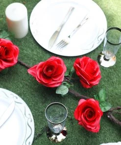 HIER_1210 6ft | Red Artificial Silk Rose Hanging Flower Garland, Faux Vine 38 HIER_1210 6ft | Red Artificial Silk Rose Hanging Flower Garland, Faux Vine