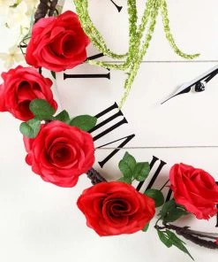 HIER_1210 6ft | Red Artificial Silk Rose Hanging Flower Garland, Faux Vine 36 HIER_1210 6ft | Red Artificial Silk Rose Hanging Flower Garland, Faux Vine