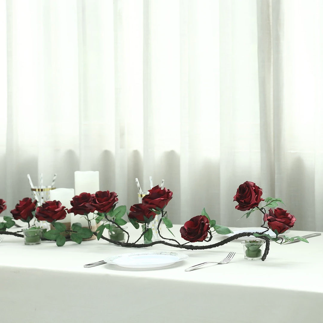 HIER_1210 Artificial Flower & Plants 6ft | Burgundy Artificial Silk Rose Hanging Flower Garland, Faux Vine 16 HIER_1210 Artificial Flower & Plants 6ft | Burgundy Artificial Silk Rose Hanging Flower Garland, Faux Vine