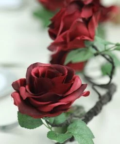 HIER_1210 Artificial Flower & Plants 6ft | Burgundy Artificial Silk Rose Hanging Flower Garland, Faux Vine 38 HIER_1210 Artificial Flower & Plants 6ft | Burgundy Artificial Silk Rose Hanging Flower Garland, Faux Vine