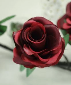 HIER_1210 Artificial Flower & Plants 6ft | Burgundy Artificial Silk Rose Hanging Flower Garland, Faux Vine 40 HIER_1210 Artificial Flower & Plants 6ft | Burgundy Artificial Silk Rose Hanging Flower Garland, Faux Vine