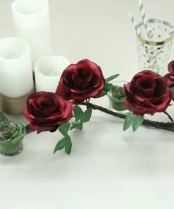 HIER_1210 Artificial Flower & Plants 6ft | Burgundy Artificial Silk Rose Hanging Flower Garland, Faux Vine 41 HIER_1210 Artificial Flower & Plants 6ft | Burgundy Artificial Silk Rose Hanging Flower Garland, Faux Vine