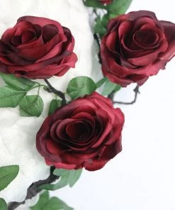 HIER_1210 Artificial Flower & Plants 6ft | Burgundy Artificial Silk Rose Hanging Flower Garland, Faux Vine 31 HIER_1210 Artificial Flower & Plants 6ft | Burgundy Artificial Silk Rose Hanging Flower Garland, Faux Vine