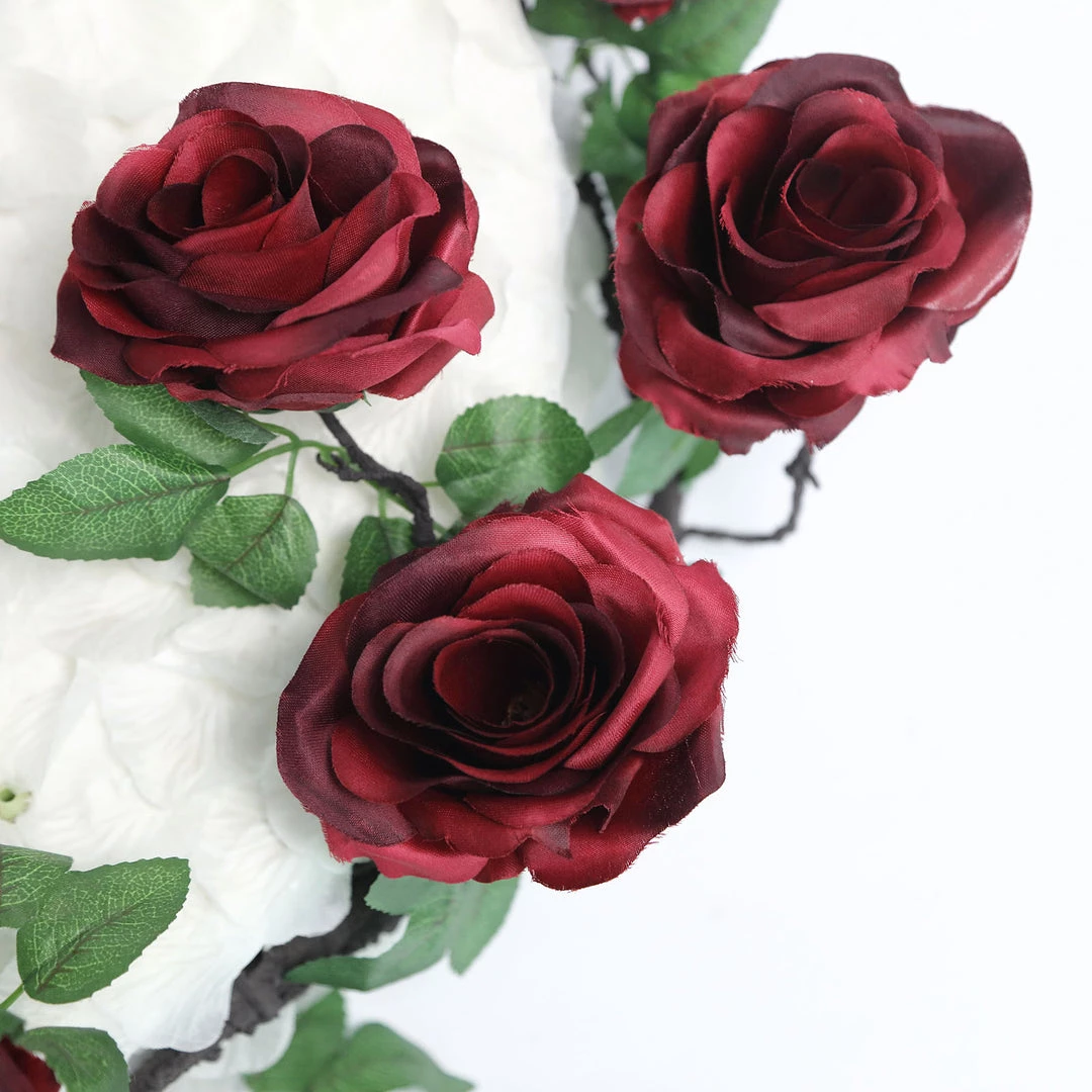 HIER_1210 Artificial Flower & Plants 6ft | Burgundy Artificial Silk Rose Hanging Flower Garland, Faux Vine 10 HIER_1210 Artificial Flower & Plants 6ft | Burgundy Artificial Silk Rose Hanging Flower Garland, Faux Vine