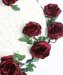 HIER_1210 Artificial Flower & Plants 6ft | Burgundy Artificial Silk Rose Hanging Flower Garland, Faux Vine 32 HIER_1210 Artificial Flower & Plants 6ft | Burgundy Artificial Silk Rose Hanging Flower Garland, Faux Vine