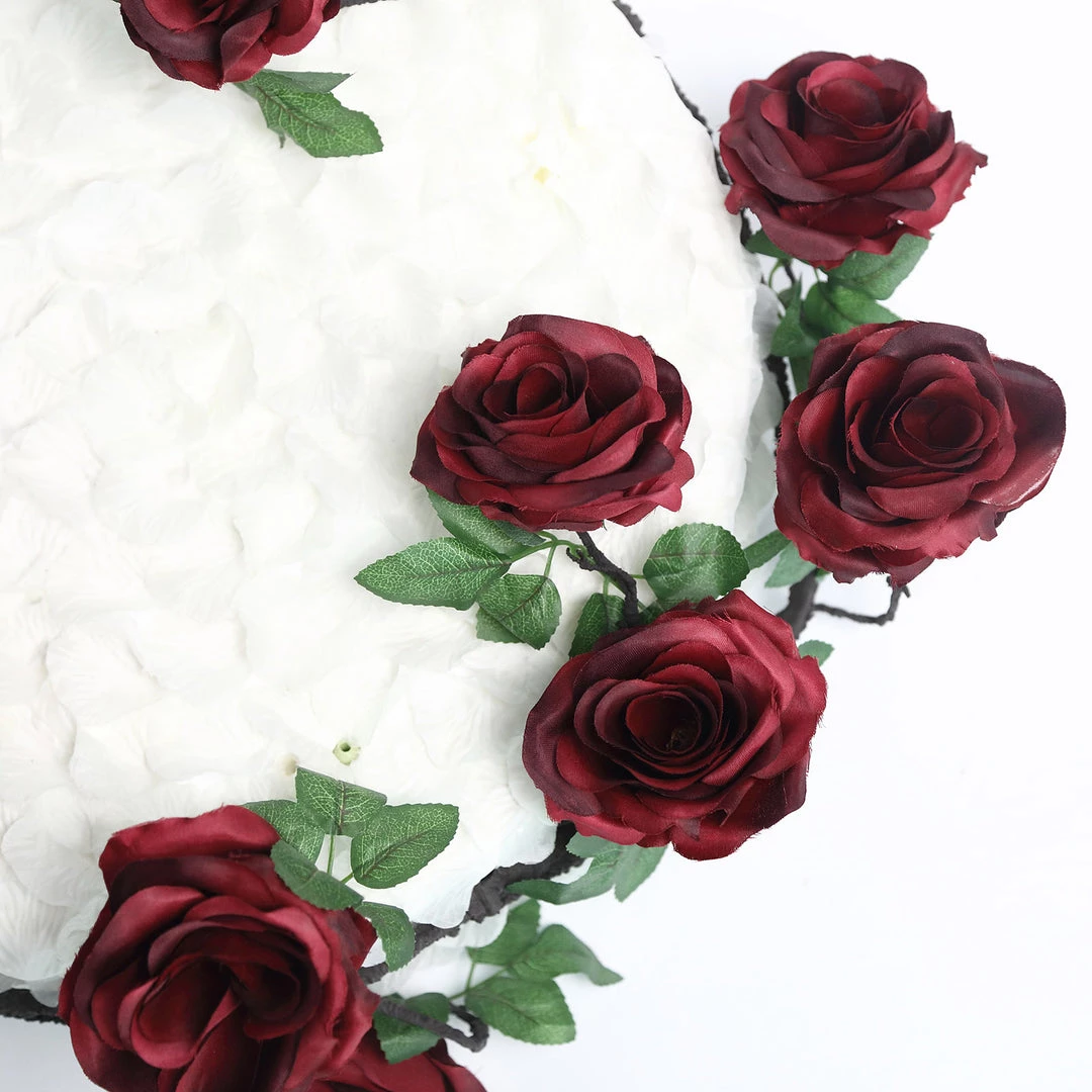 HIER_1210 Artificial Flower & Plants 6ft | Burgundy Artificial Silk Rose Hanging Flower Garland, Faux Vine 11 HIER_1210 Artificial Flower & Plants 6ft | Burgundy Artificial Silk Rose Hanging Flower Garland, Faux Vine