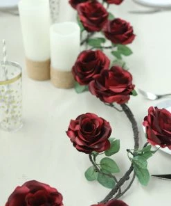 HIER_1210 Artificial Flower & Plants 6ft | Burgundy Artificial Silk Rose Hanging Flower Garland, Faux Vine 39 HIER_1210 Artificial Flower & Plants 6ft | Burgundy Artificial Silk Rose Hanging Flower Garland, Faux Vine