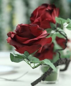 HIER_1210 Artificial Flower & Plants 6ft | Burgundy Artificial Silk Rose Hanging Flower Garland, Faux Vine 36 HIER_1210 Artificial Flower & Plants 6ft | Burgundy Artificial Silk Rose Hanging Flower Garland, Faux Vine