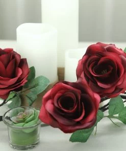 HIER_1210 Artificial Flower & Plants 6ft | Burgundy Artificial Silk Rose Hanging Flower Garland, Faux Vine 29 HIER_1210 Artificial Flower & Plants 6ft | Burgundy Artificial Silk Rose Hanging Flower Garland, Faux Vine