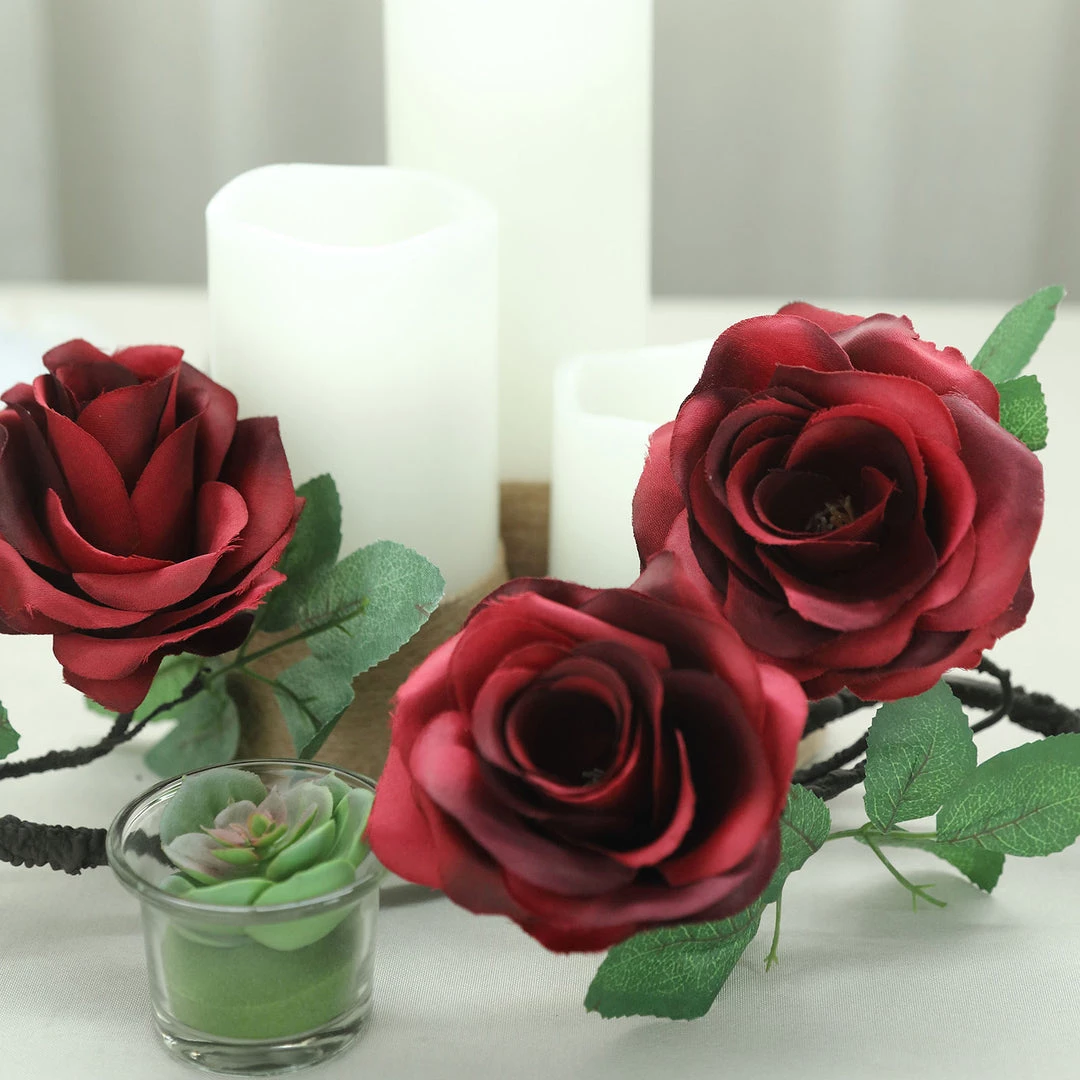 HIER_1210 Artificial Flower & Plants 6ft | Burgundy Artificial Silk Rose Hanging Flower Garland, Faux Vine 8 HIER_1210 Artificial Flower & Plants 6ft | Burgundy Artificial Silk Rose Hanging Flower Garland, Faux Vine