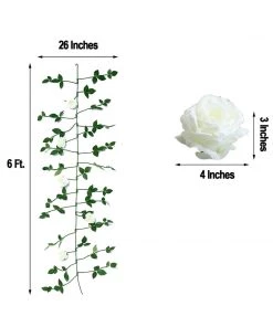 HIER_1210 6ft | White Real Touch Artificial Rose & Leaf Flower Garland Vine Artificial Flower & Plants 18 HIER_1210 6ft | White Real Touch Artificial Rose & Leaf Flower Garland Vine Artificial Flower & Plants
