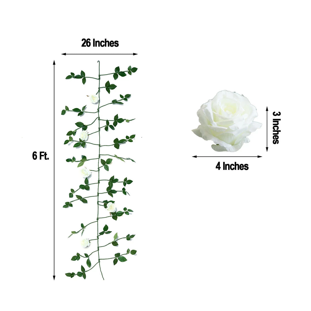 HIER_1210 6ft | White Real Touch Artificial Rose & Leaf Flower Garland Vine Artificial Flower & Plants 3 HIER_1210 6ft | White Real Touch Artificial Rose & Leaf Flower Garland Vine Artificial Flower & Plants