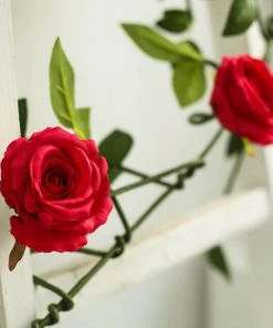 HIER_1210 6ft | Red Real Touch Artificial Rose & Leaf Flower Garland Vine Artificial Flower & Plants 23 HIER_1210 6ft | Red Real Touch Artificial Rose & Leaf Flower Garland Vine Artificial Flower & Plants