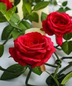 HIER_1210 6ft | Red Real Touch Artificial Rose & Leaf Flower Garland Vine Artificial Flower & Plants 26 HIER_1210 6ft | Red Real Touch Artificial Rose & Leaf Flower Garland Vine Artificial Flower & Plants