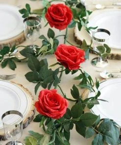 HIER_1210 6ft | Red Real Touch Artificial Rose & Leaf Flower Garland Vine Artificial Flower & Plants 28 HIER_1210 6ft | Red Real Touch Artificial Rose & Leaf Flower Garland Vine Artificial Flower & Plants