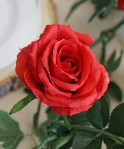 HIER_1210 6ft | Red Real Touch Artificial Rose & Leaf Flower Garland Vine Artificial Flower & Plants 30 HIER_1210 6ft | Red Real Touch Artificial Rose & Leaf Flower Garland Vine Artificial Flower & Plants