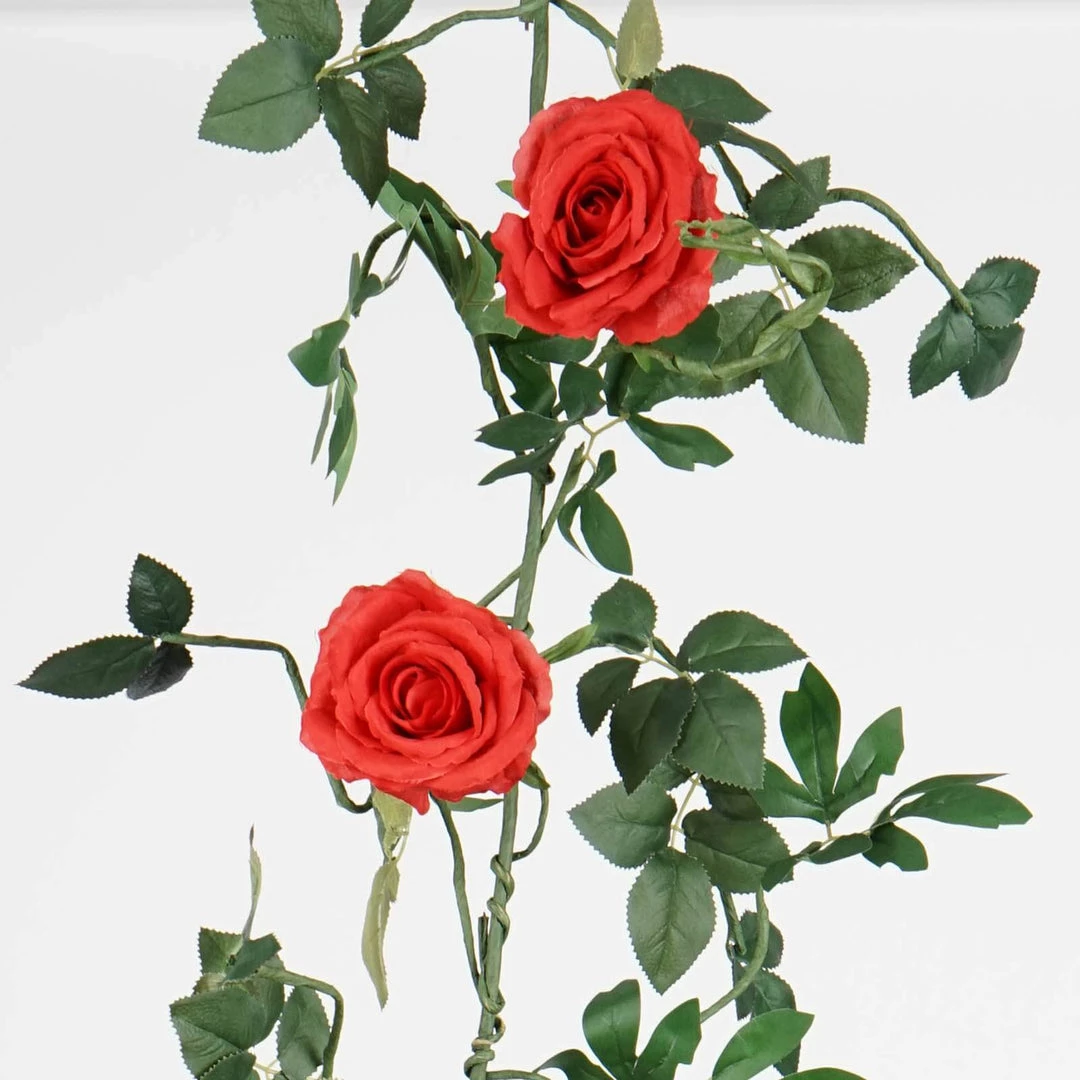 HIER_1210 6ft | Red Real Touch Artificial Rose & Leaf Flower Garland Vine Artificial Flower & Plants 16 HIER_1210 6ft | Red Real Touch Artificial Rose & Leaf Flower Garland Vine Artificial Flower & Plants